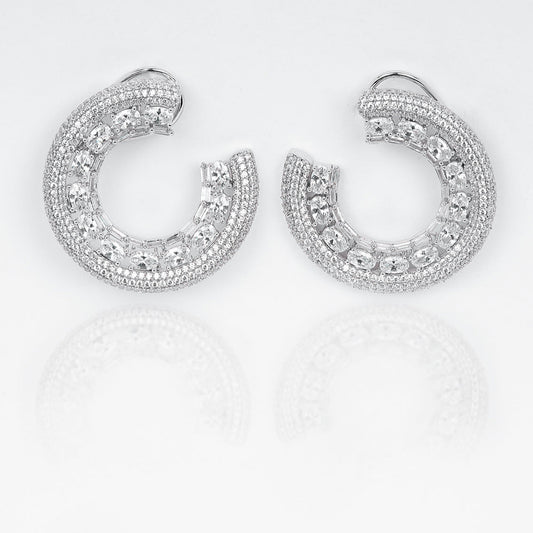 All White C Style Cocktail Earrings