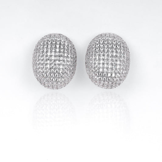 Disco Ball Oval Shaped Oversized Top Earrings