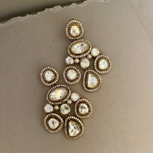 Kavika Moissanite Polki Chandbali Earrings