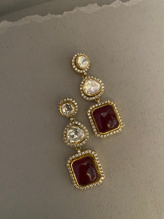 Vika Laal Moissanite Polki Earrings