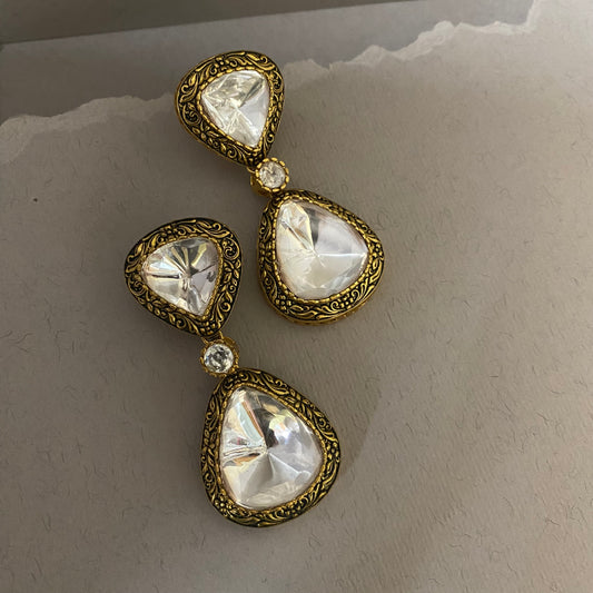 Akira Enamel Moissanite Polki Earrings