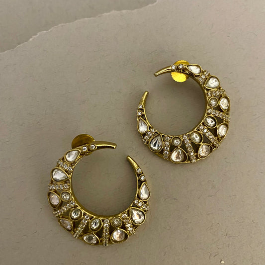Chand C Type Moissanite Polki Earrings