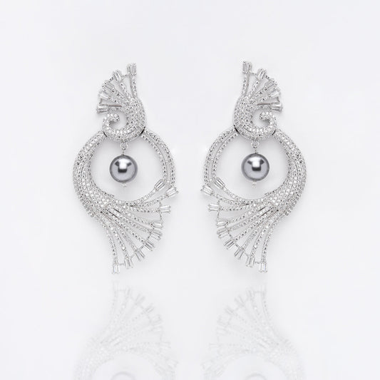 Peacock Pearl Drop Earrings
