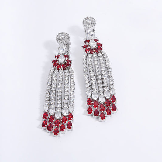 Ruby Diamante Fall Earrings