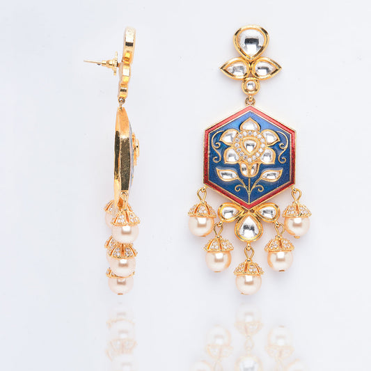 Neela Phool Enamel Earrings