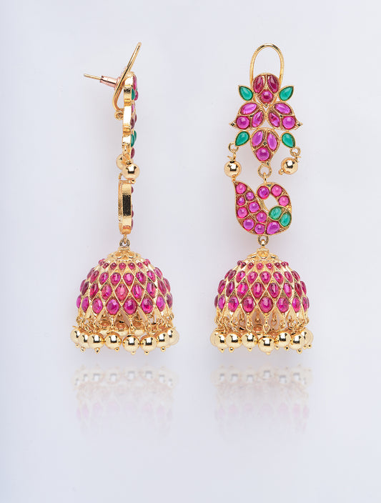 Morya Jadau Beads Jhumka Earrings