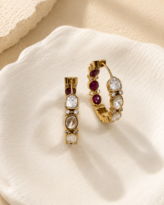 Nyra Polki Hoop Earrings