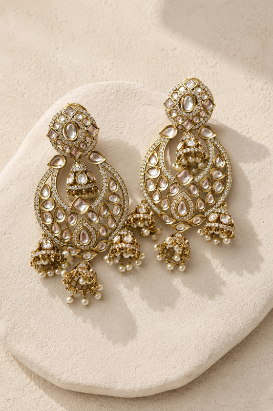 Shirisha Moissanite Chandbali Earrings