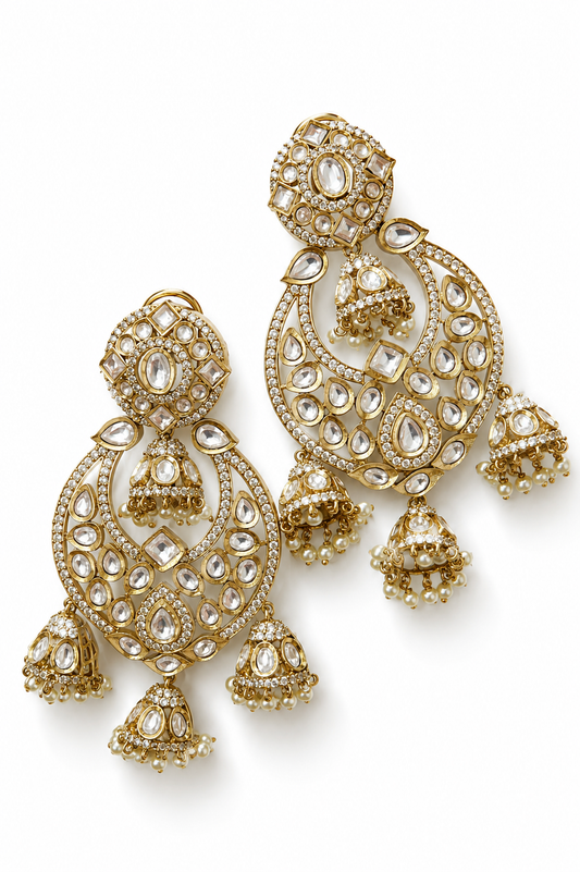Shirisha Moissanite Chandbali Earrings