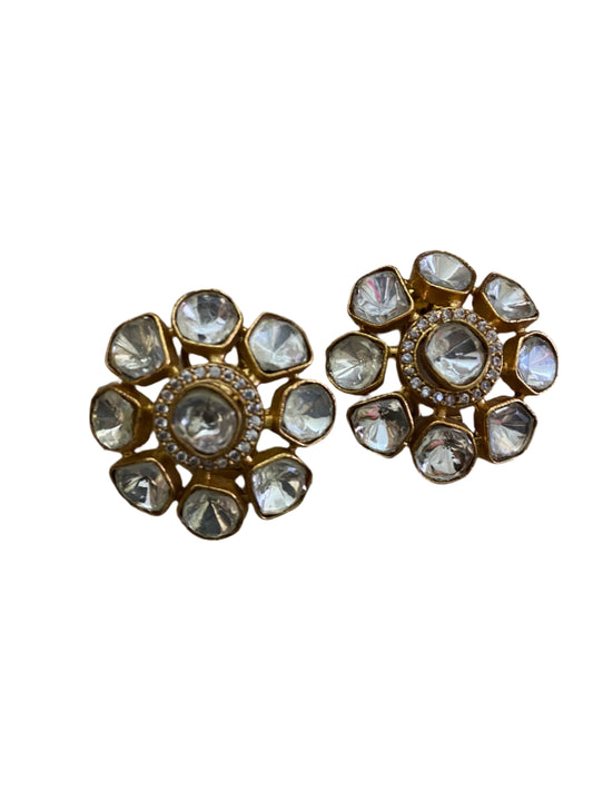 Gora Mossanite Polki Stud Earring