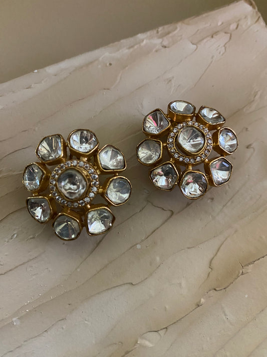 Gora Mossanite Polki Stud Earring