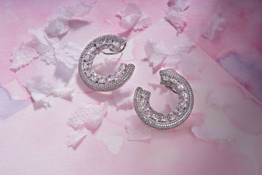 All White C Style Cocktail Earrings