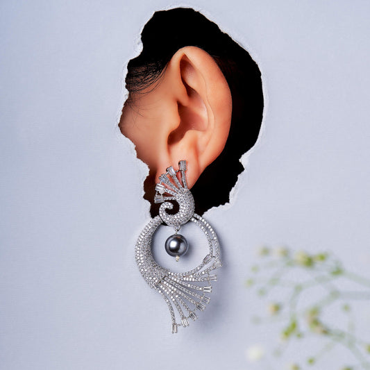 Peacock Pearl Drop Earrings