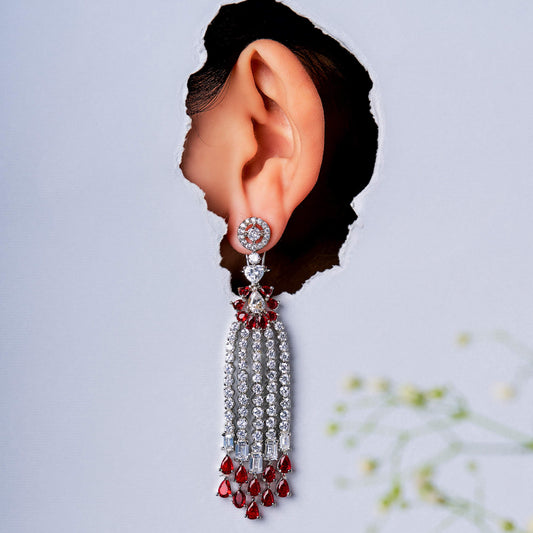 Ruby Diamante Fall Earrings