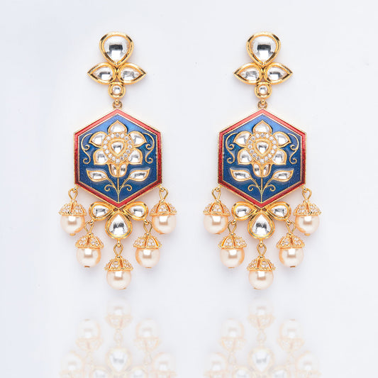 Neela Phool Enamel Earrings