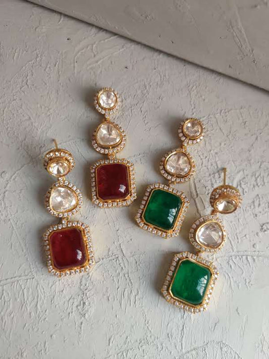 Vika Laal Moissanite Polki Earrings