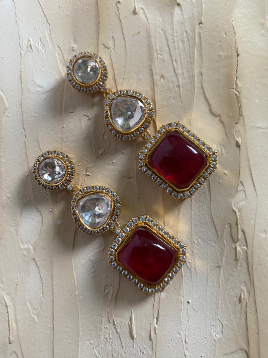 Vika Laal Moissanite Polki Earrings